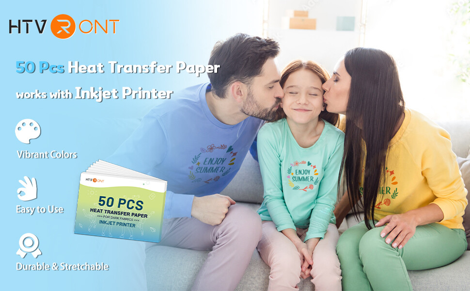 50Pack Heat Transfer Paper for Dark T Shirts 8.5x11" Iron on Transfer Paper