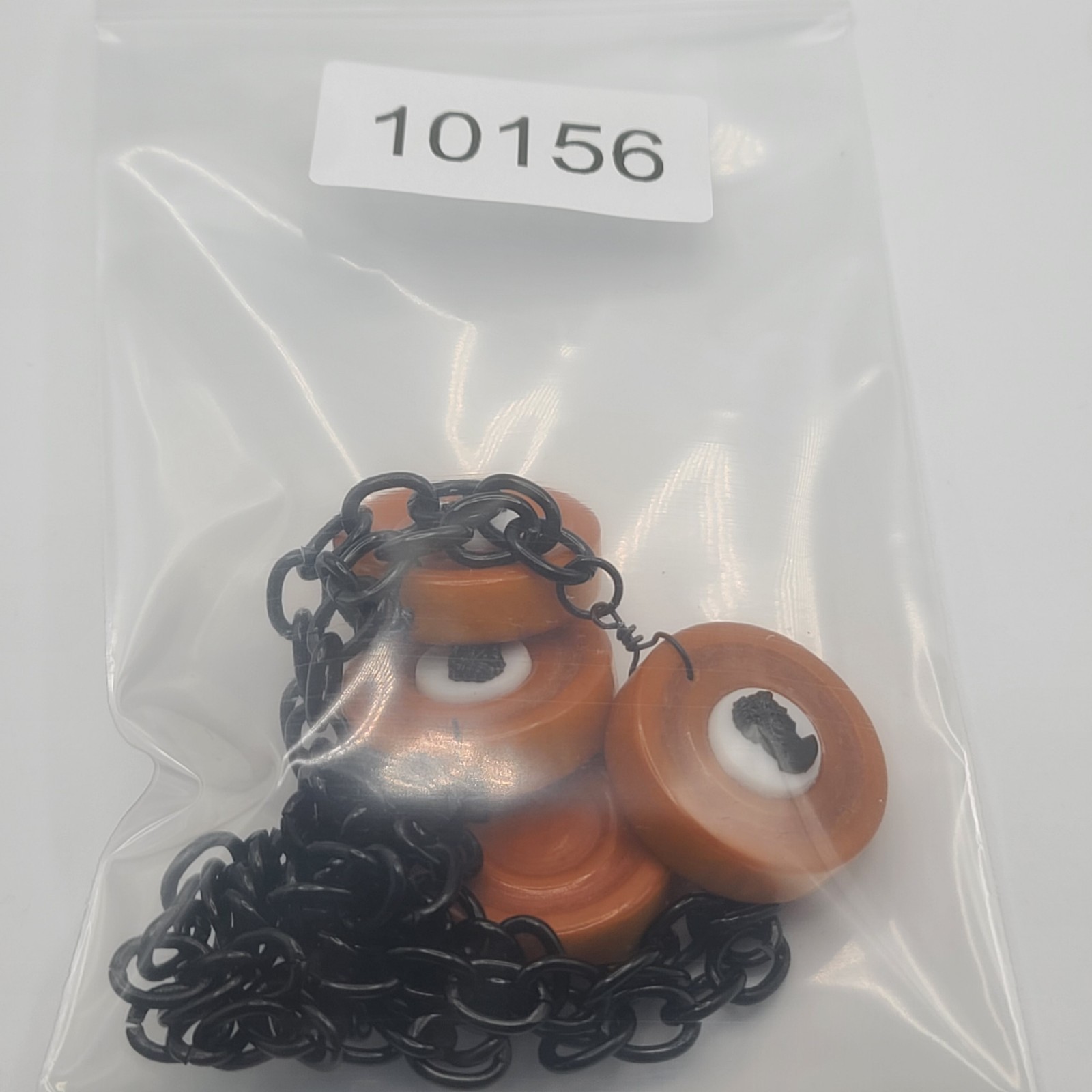 Vintage Bakelite Necklace Cameo Disc Butterscotch Black READ 24"