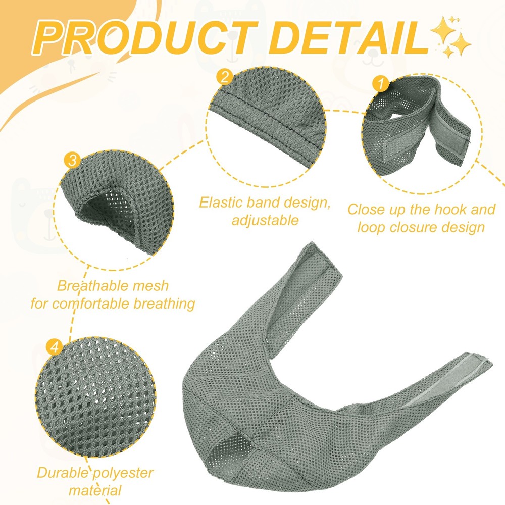 Cat Muzzle Breathable Mesh Muzzle Circumference 9-10 Inches Gray