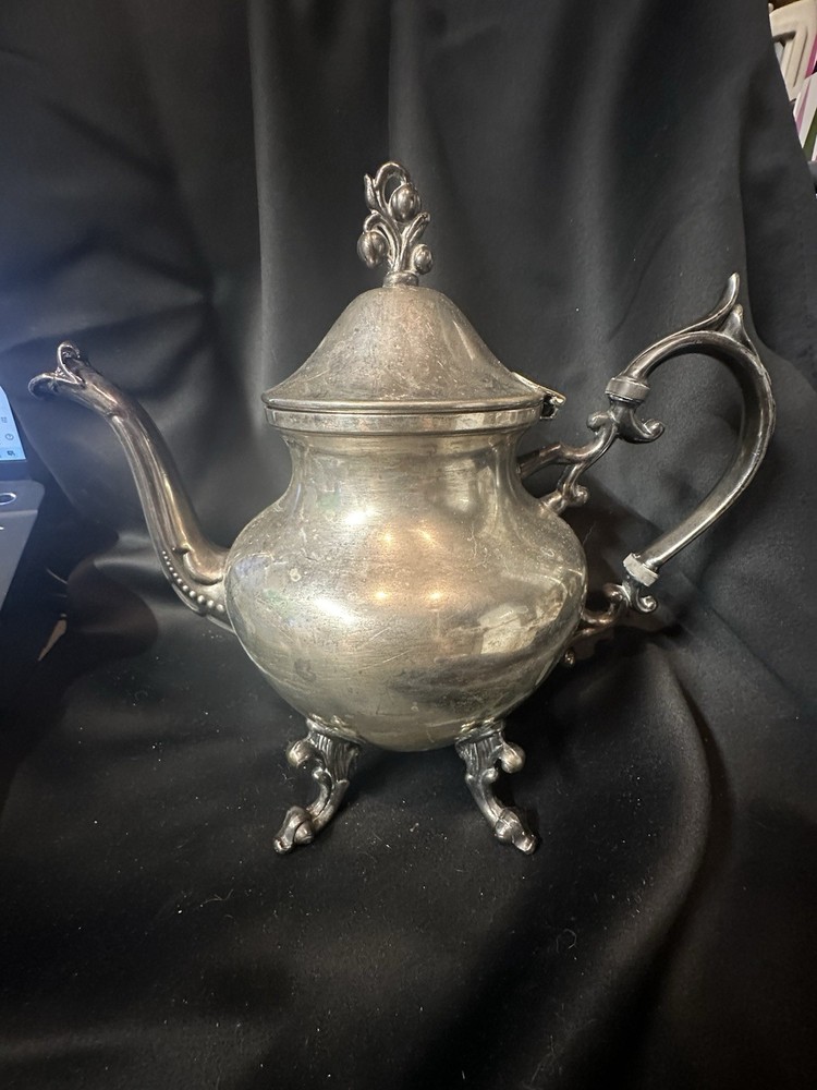 Vtg. Birmingham Silver Co. Silver on Copper 4 Piece Silver Plated Tea Set BSC