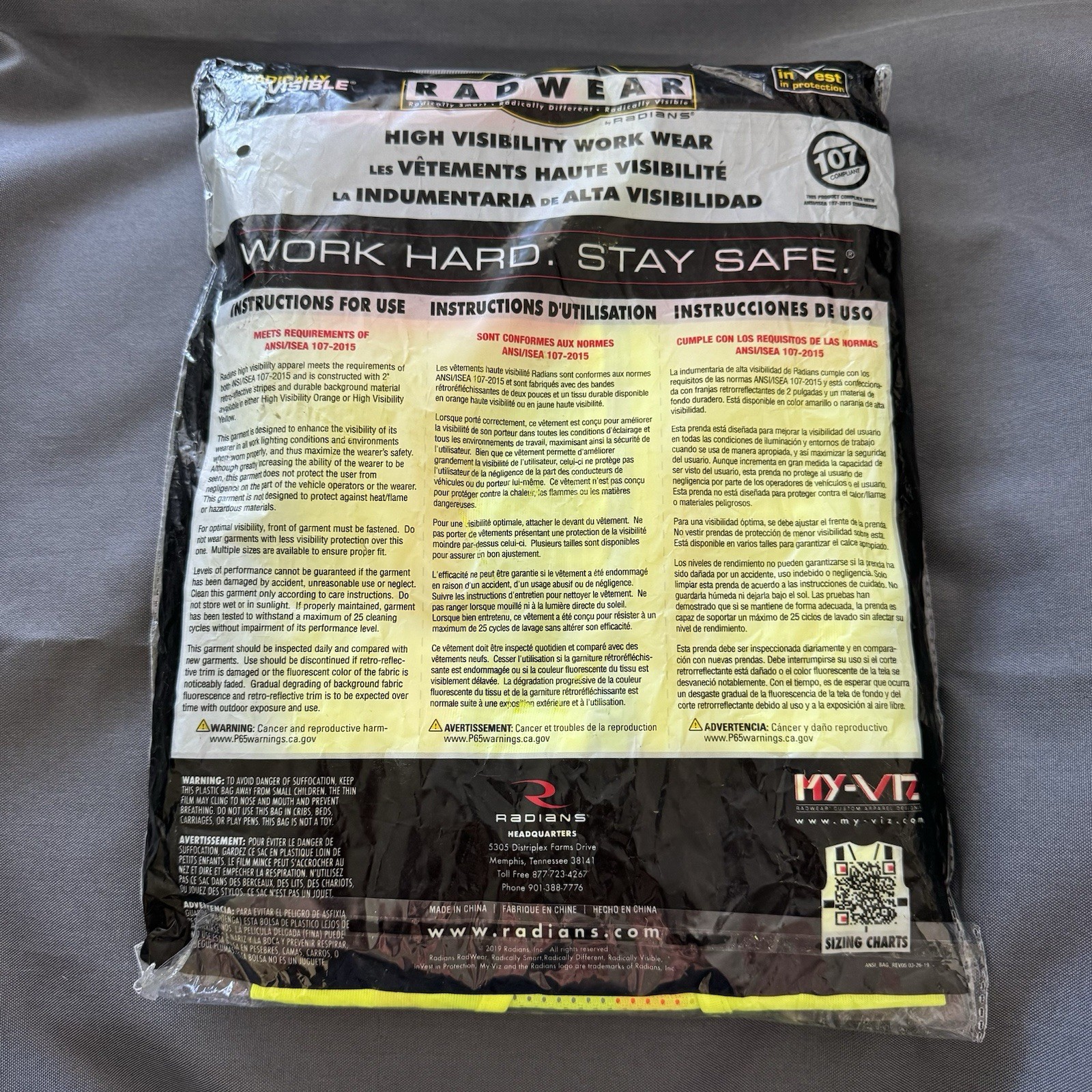 Radians SV6GXL Yellow Class 2 XL Hi-Viz Two-Tone Surveyor Safety Vest-Type R