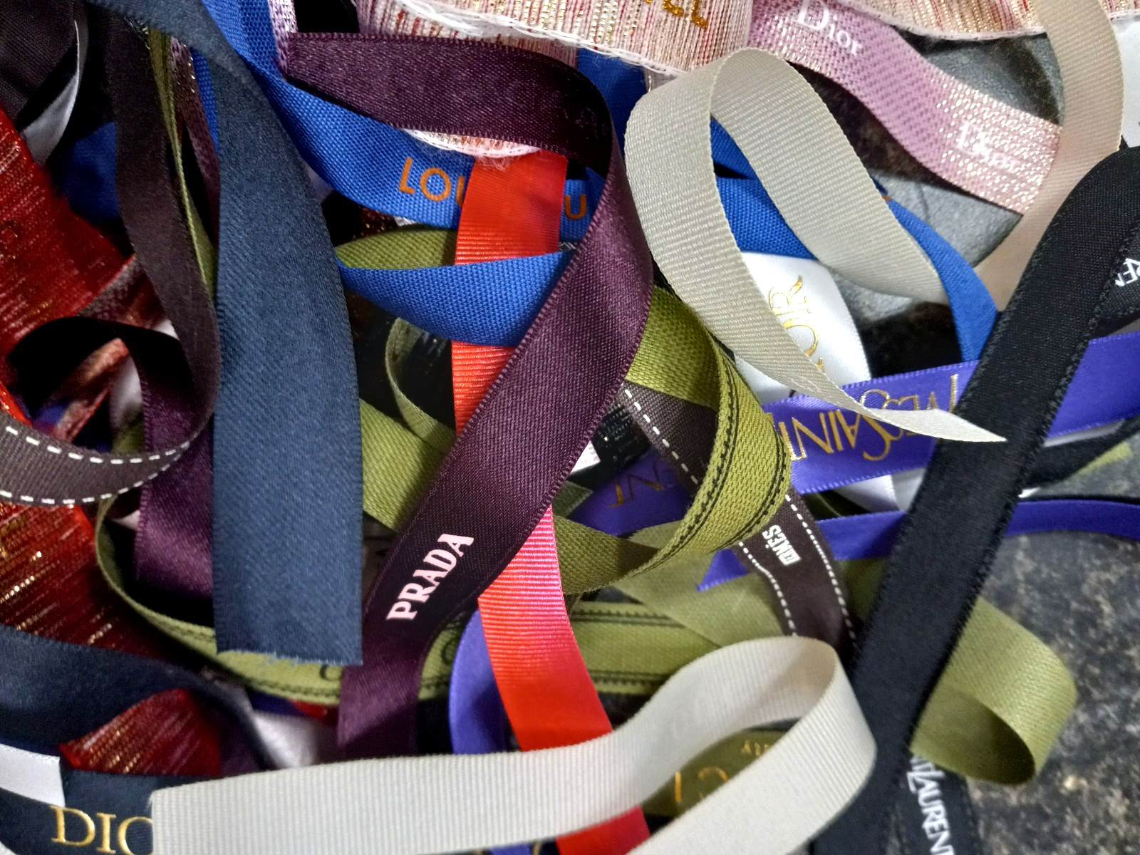 5 YARDS Designer Ribbon "SCRAPS" , DIOR, CHANEL, YSL, GUCCi, PRADA, HERMES, LV