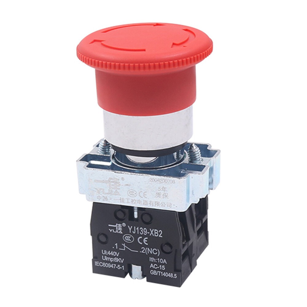 22mm E-STOP Switch Emergency Stop Push Button Switch Red Mushroom Head NO NC XB2