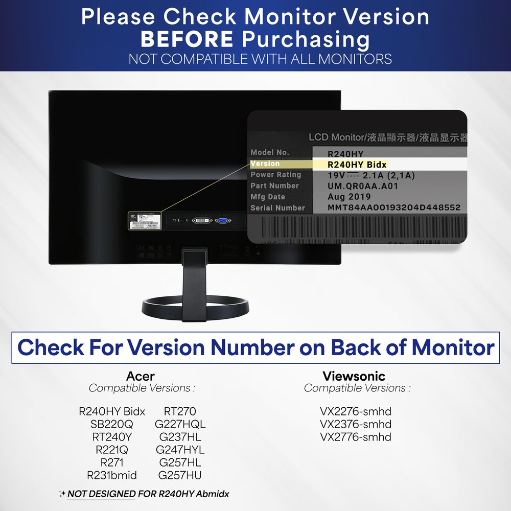 VIVO Quick Attach VESA Adapter Bracket Designed for Acer & Viewsonic Monitors