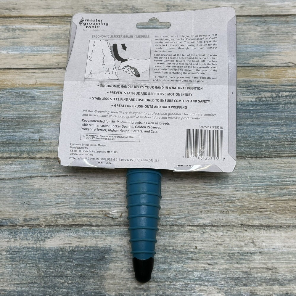Master Grooming Tools Ergonomic Slicker Brushes Medium, 4" x 2½", Black - 4 Pack