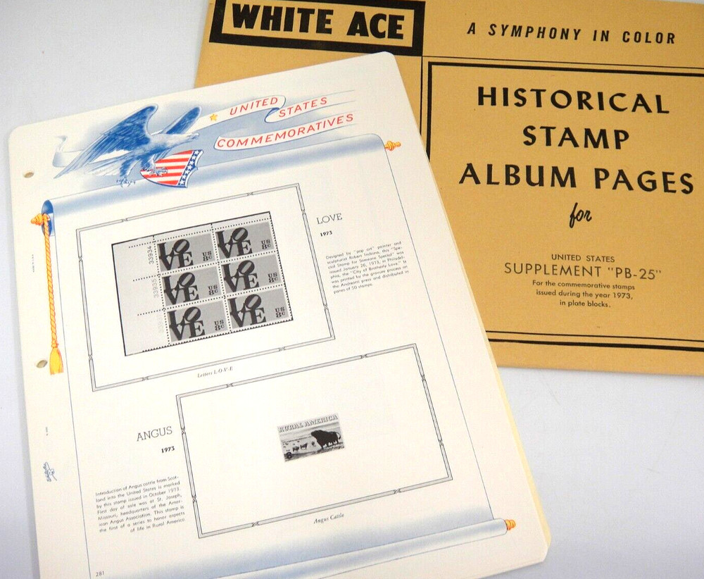 White Ace 1973 U.S. Commemorative Plate Blocks Supplement PB-25 NOS