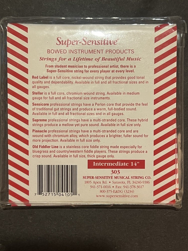 Red Label SS4105 3/4 Viola String Set NOS