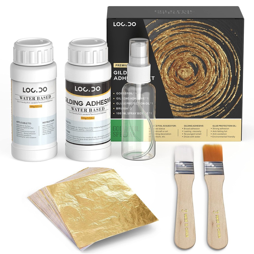 Gold Leaf Kit, Gilding Adhesive 200ml Set, Water Based Kit