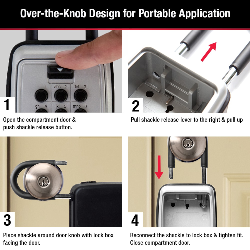 Master Lock 5422D 3-1/8" Lock Box Combination Push Button Portable Key Safe