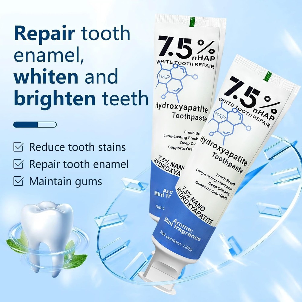 7.5% Hydroxyapatite Toothpaste for Advanced Enamel Protection, Appropriate for S
