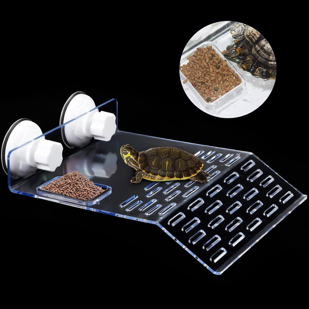 2 Pieces Turtle Basking Platform Simulation Grass Turtle Ramp Lawn Tortoise C...