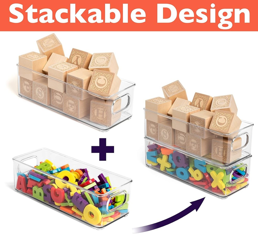 ClearSpace 8 Pack Plastic Pantry Organization Bins for Kitchen & Fridge