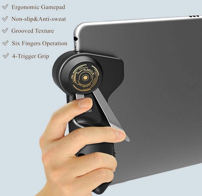 Six Fingers Aim Button Shooter Gamepad Trigger for Mobile PUBG Game Tablet