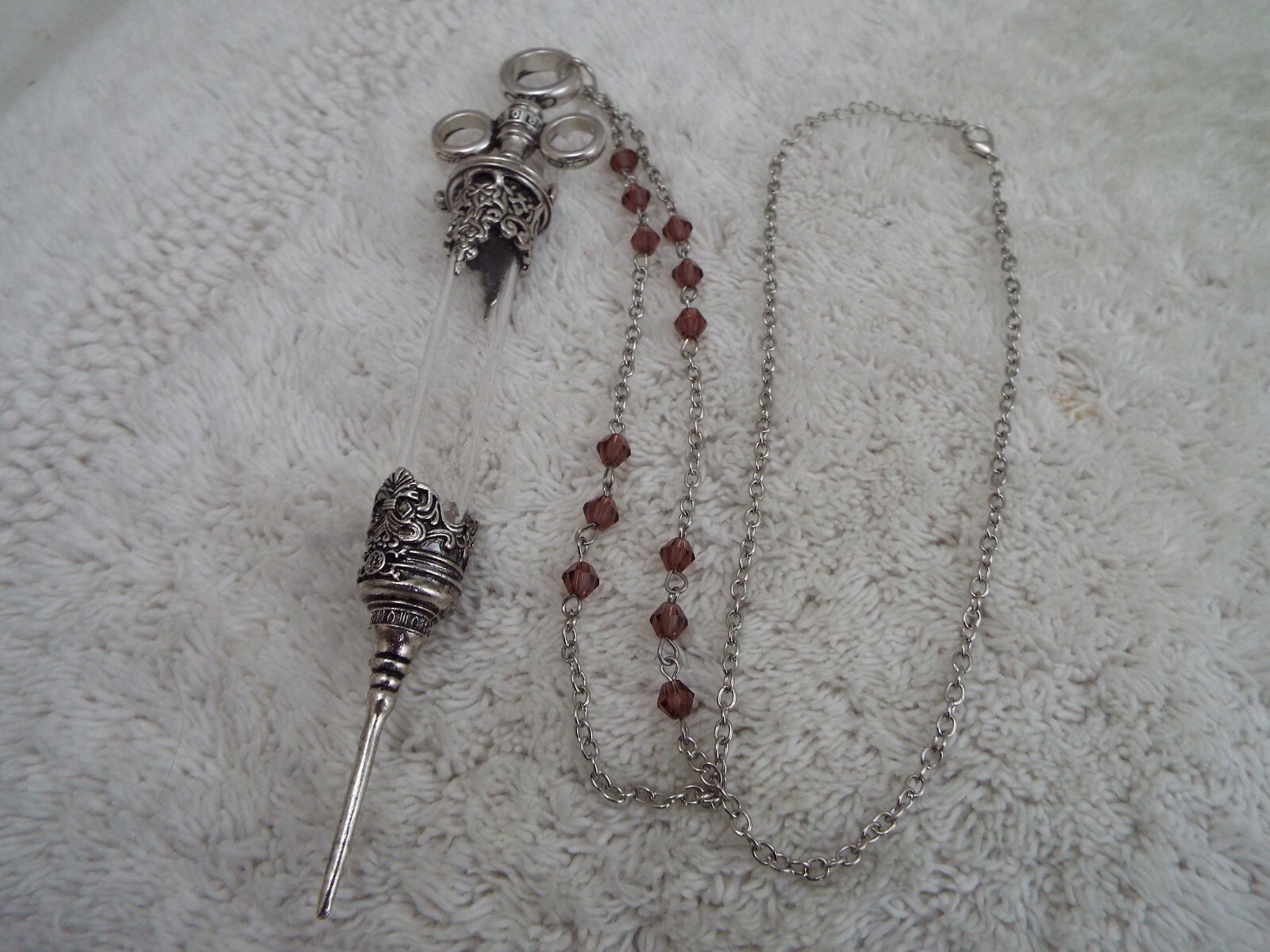 Glass Vintage-Style Syringe Needle Pendant Locket Nurse Necklace (K35)