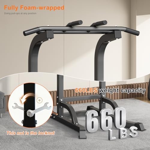 Power Tower Pull Up Bar and Dip Station, Multi-Function Home Gym, Black-02