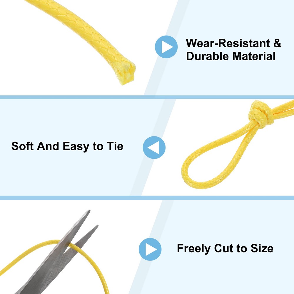 3Pcs Waxed Polyester Cord, 5.5 Yard 2mm Wax Bead Thread String, Yellow