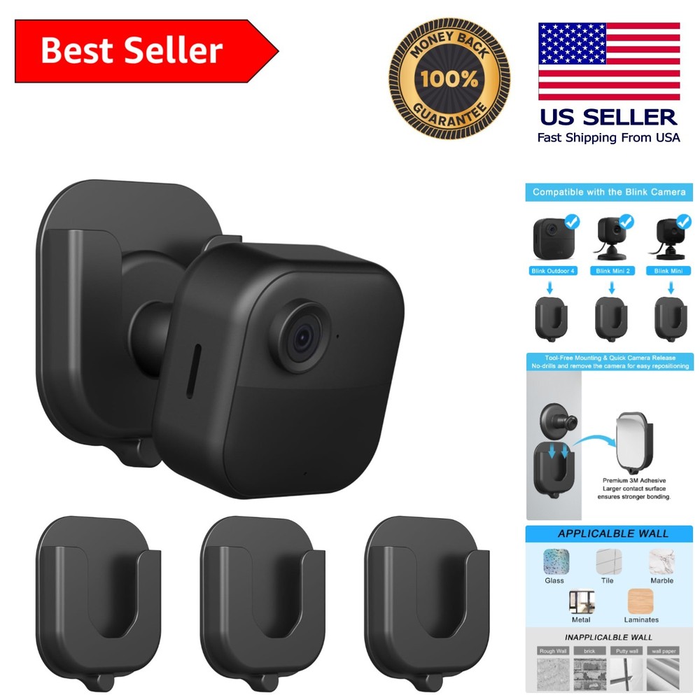360° Adjustable Adhesive Wall Mount Bracket for Blink Security Cameras - 3-Pack