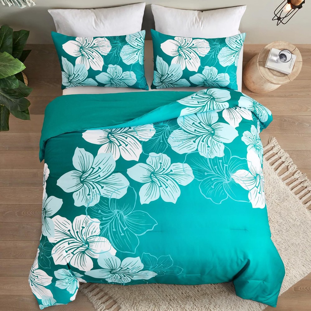 Menghomeus King Comforter Set Gradient Teal Bedding King,