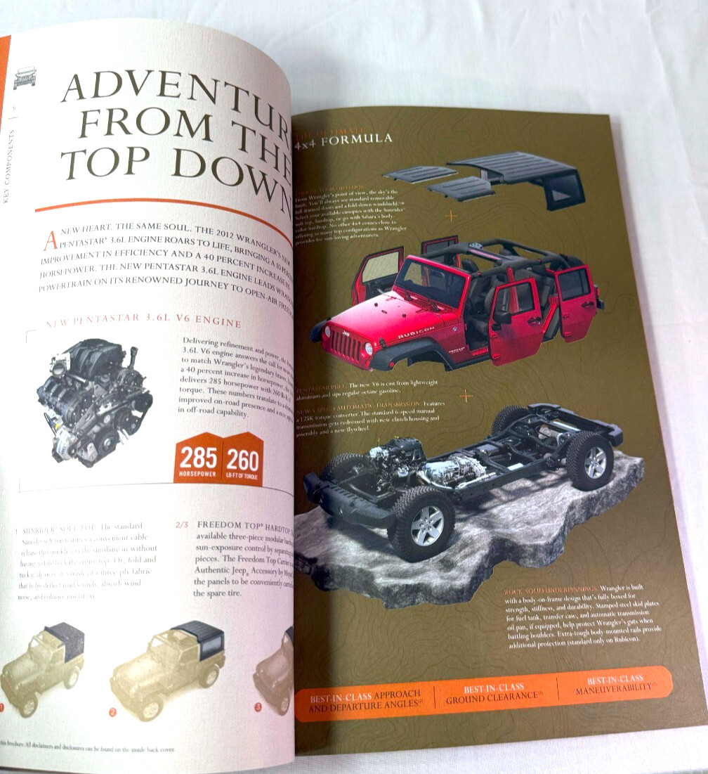 2012 Jeep Wrangler Original Car Sales Brochure / Catalog Inc Small Pocket Insert