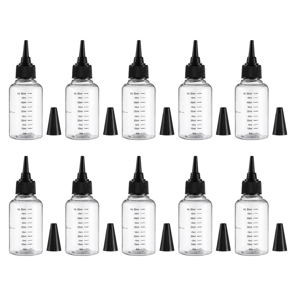 10 Pcs Empty Bottle Transparent Squeeze Applicator Paint Plastic Dispenser 50ML