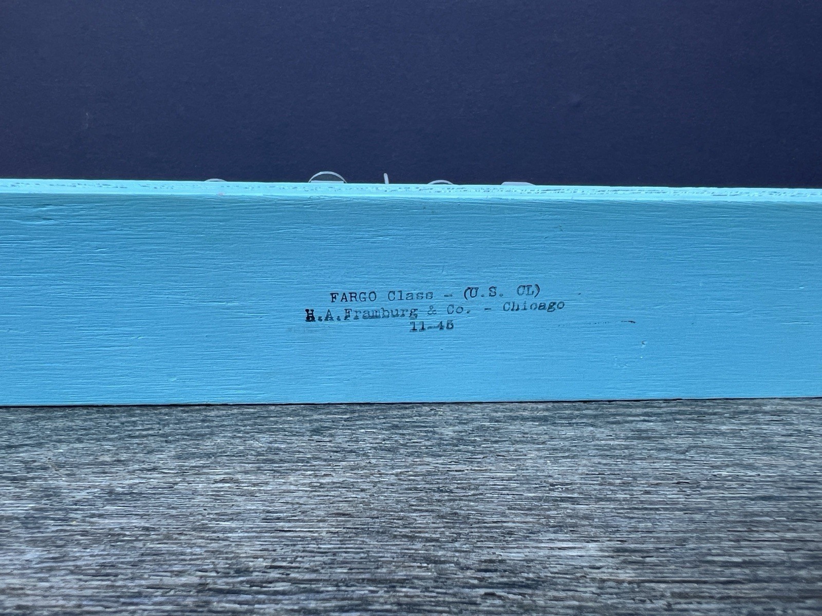 Vintage 1945 H.A. Framburg WW2 Recognition Model Fargo Class Cruiser U.S. CL