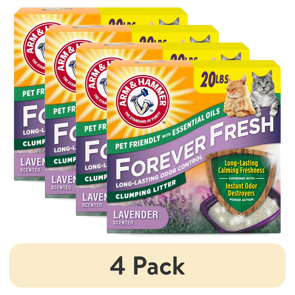 (4 pack) Forever Fresh Clumping Cat Litter, Lavender Essential Oils, Multi-Cat