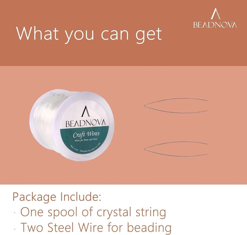 BEADNOVA 1mm Bracelet String Clear Craft Wire Stretch 1.0mm,