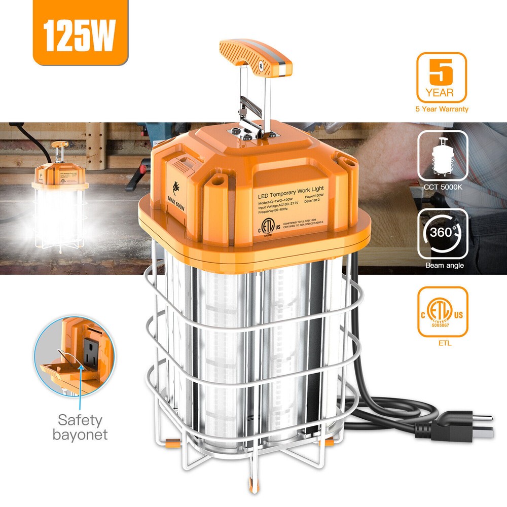 LED Temporary Work Light 125W Durable Super Bright Linkable Work Light (500W Eq)