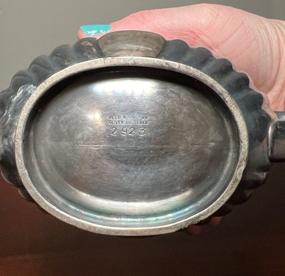 Antique Farmhouse Reed Barton Silver Soldered & Plated Double Handle Lidded Dish