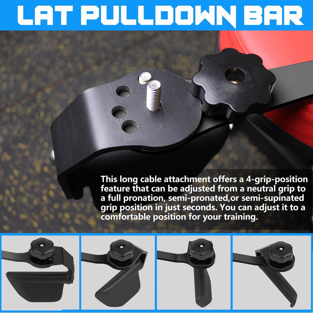 Adjustable Lat Pull Down Bar Cable Machine Attachments for Gym Wide Grip Handle