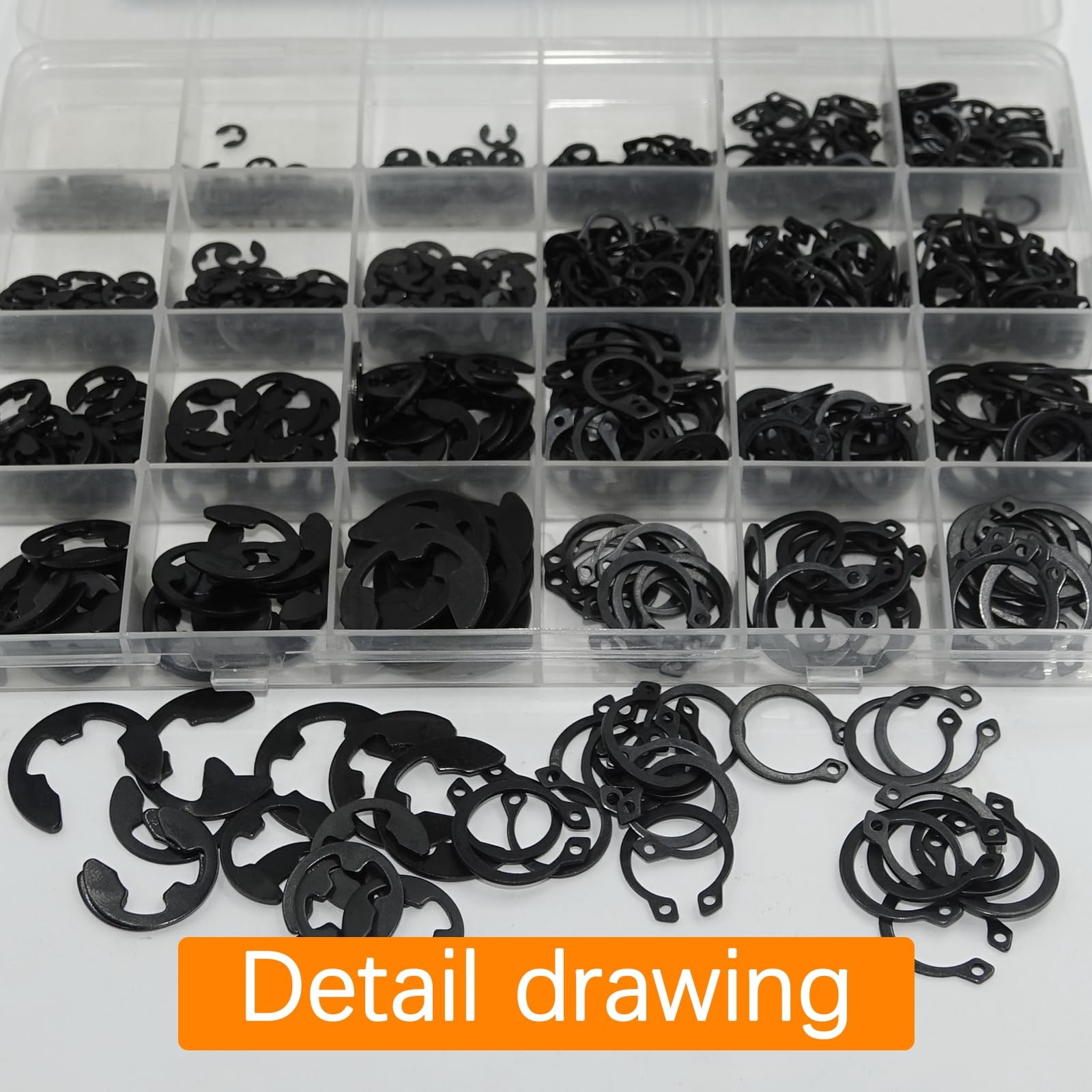 900Pcs C Clips Assortment (M5-M16) and E Black Size:900Pcs