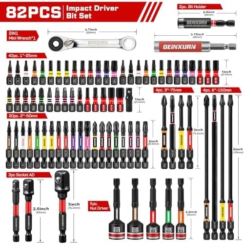 82pc Impact Screwdriver Bits Set Phillips Square Torx Hex Driver Kit