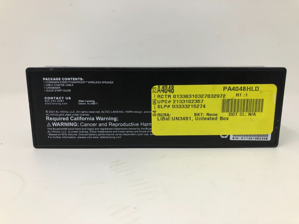 Altec Lansing HydraMini Everything-Proof Wireless Portable Bluetooth Speaker