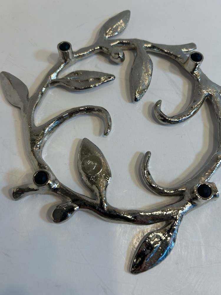 Michael Aram Leaf Vine Collection Silver Plated Trivet Skid Resistant Bottom