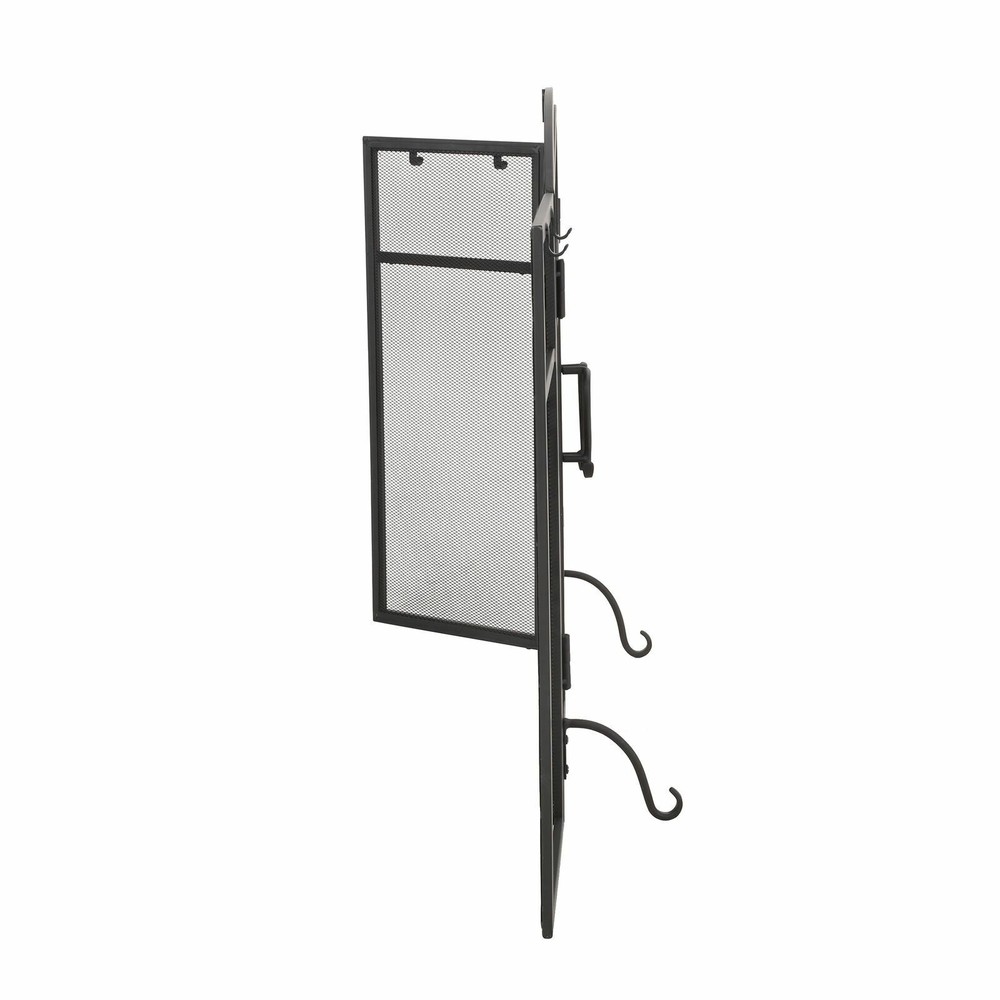 Rue Modern Iron Folding Fireplace Screen with Door and Tools