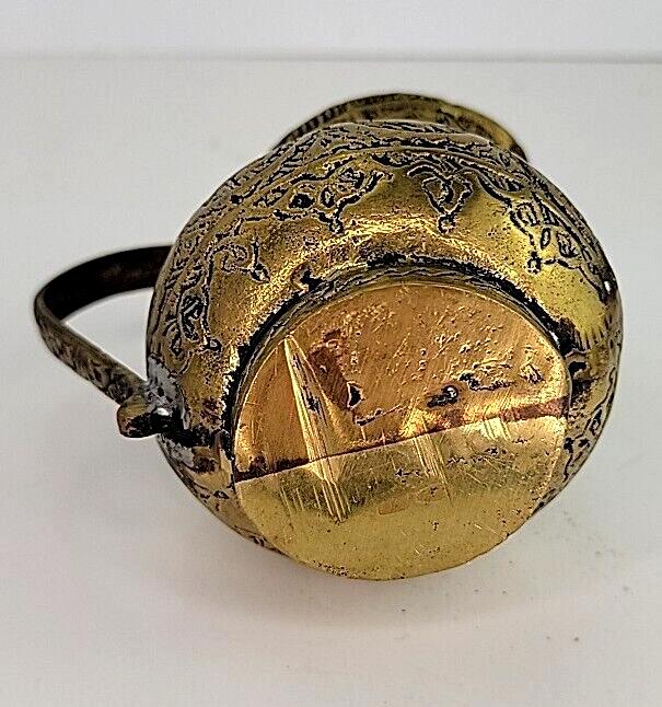 Antique Handmade Hand Tooled Engraved Vintage Solid Brass Middle Eastern Pitcher
