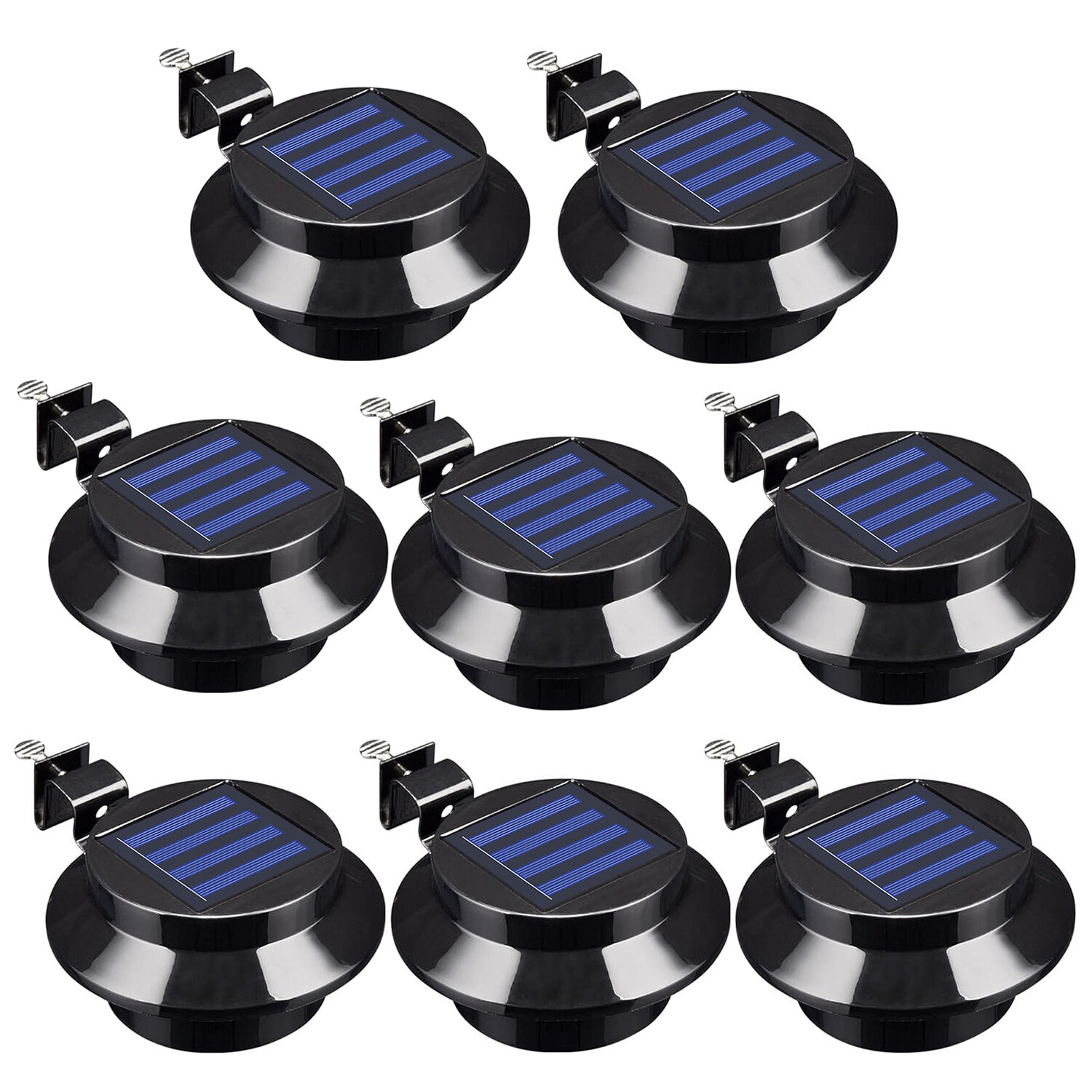 8 Pack Waterproof Solar Powered LED Outdoor Gutter Lights with Brackets Garden