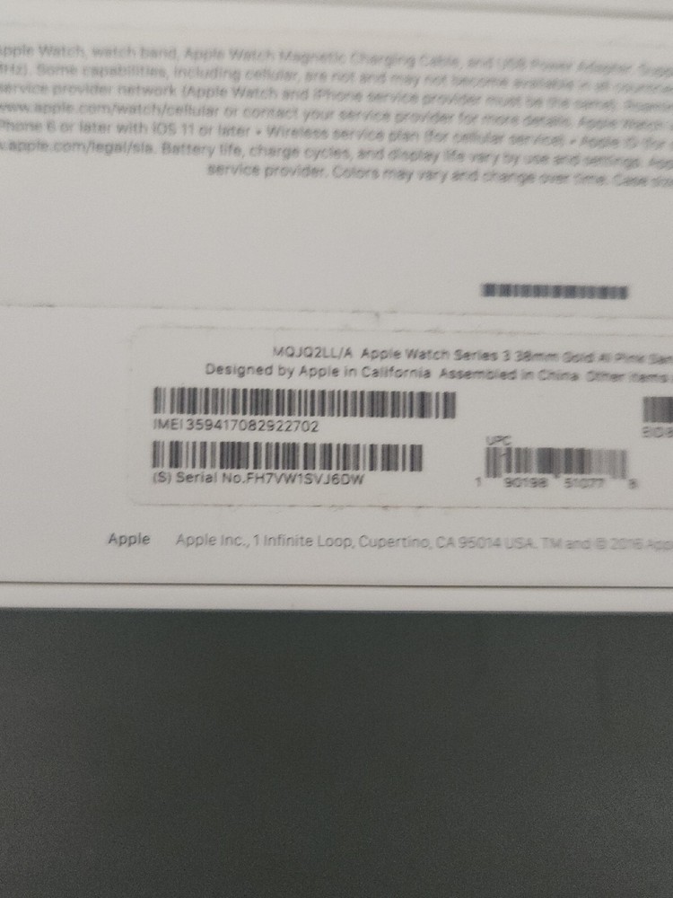 Apple Watch Series 3 Box Only - Empty Box Only