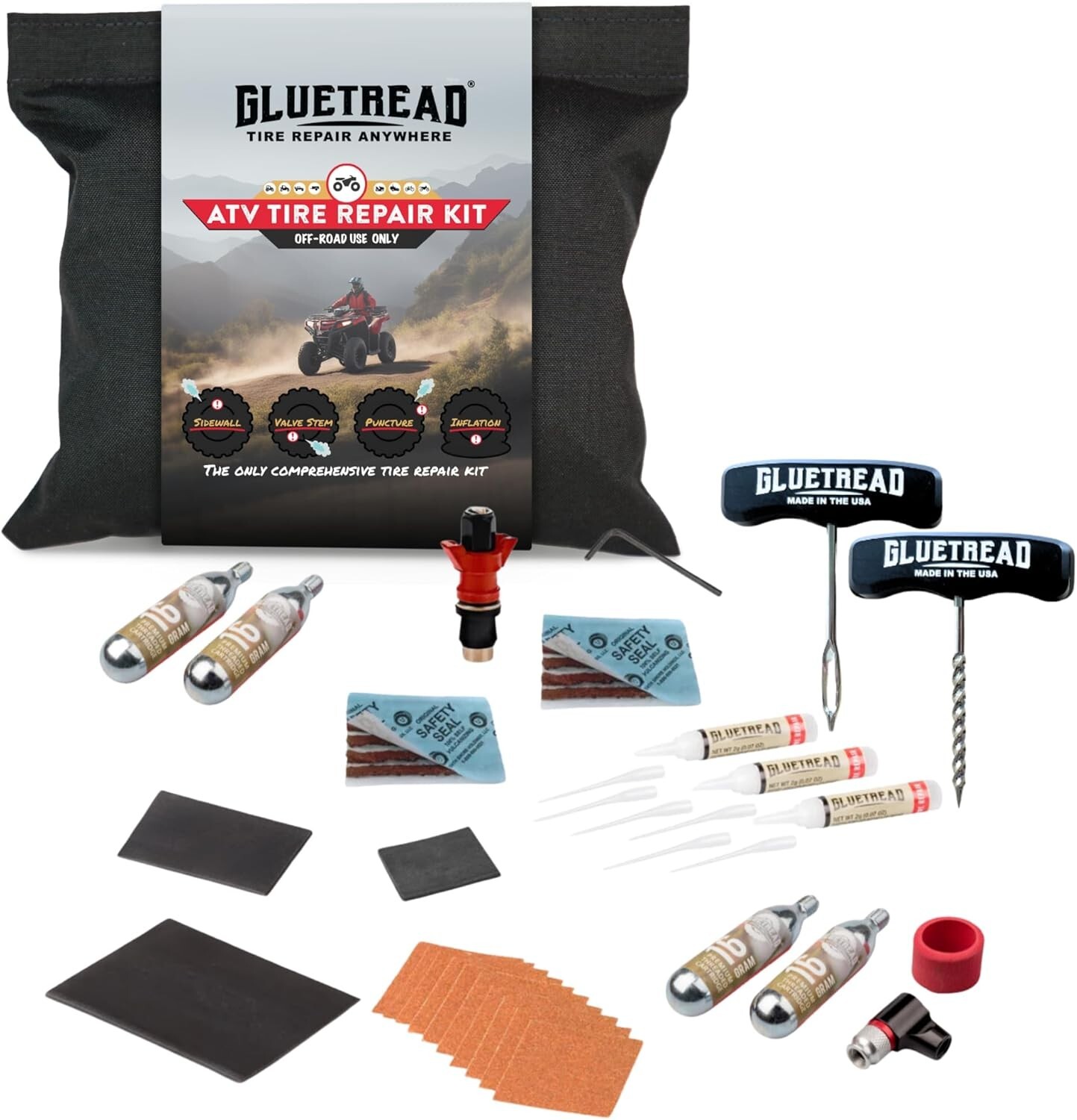GlueTread ATV Tire Repair Kit | Complete Off-Road Tire Patch Kit