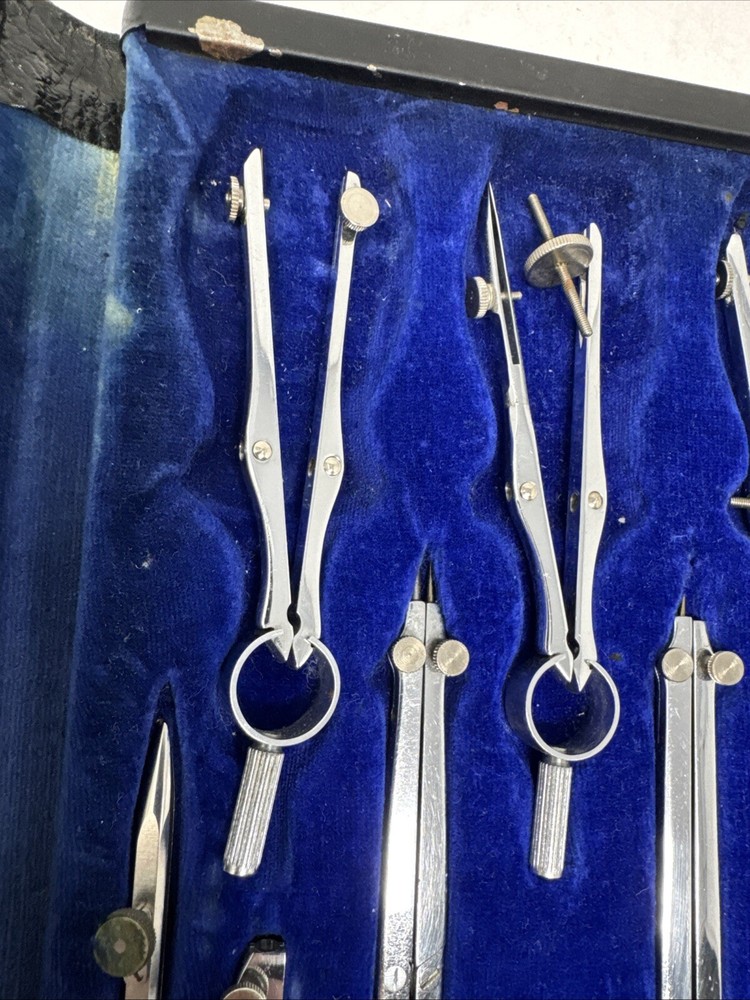 Vintage Park Instruments #900 Drafting Kit Missing 1 tool Leather Case