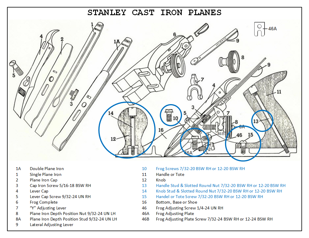 7/32-20 BSW HSS Right Hand Thread Plug Tap, Stanley Plane Restoration Tools
