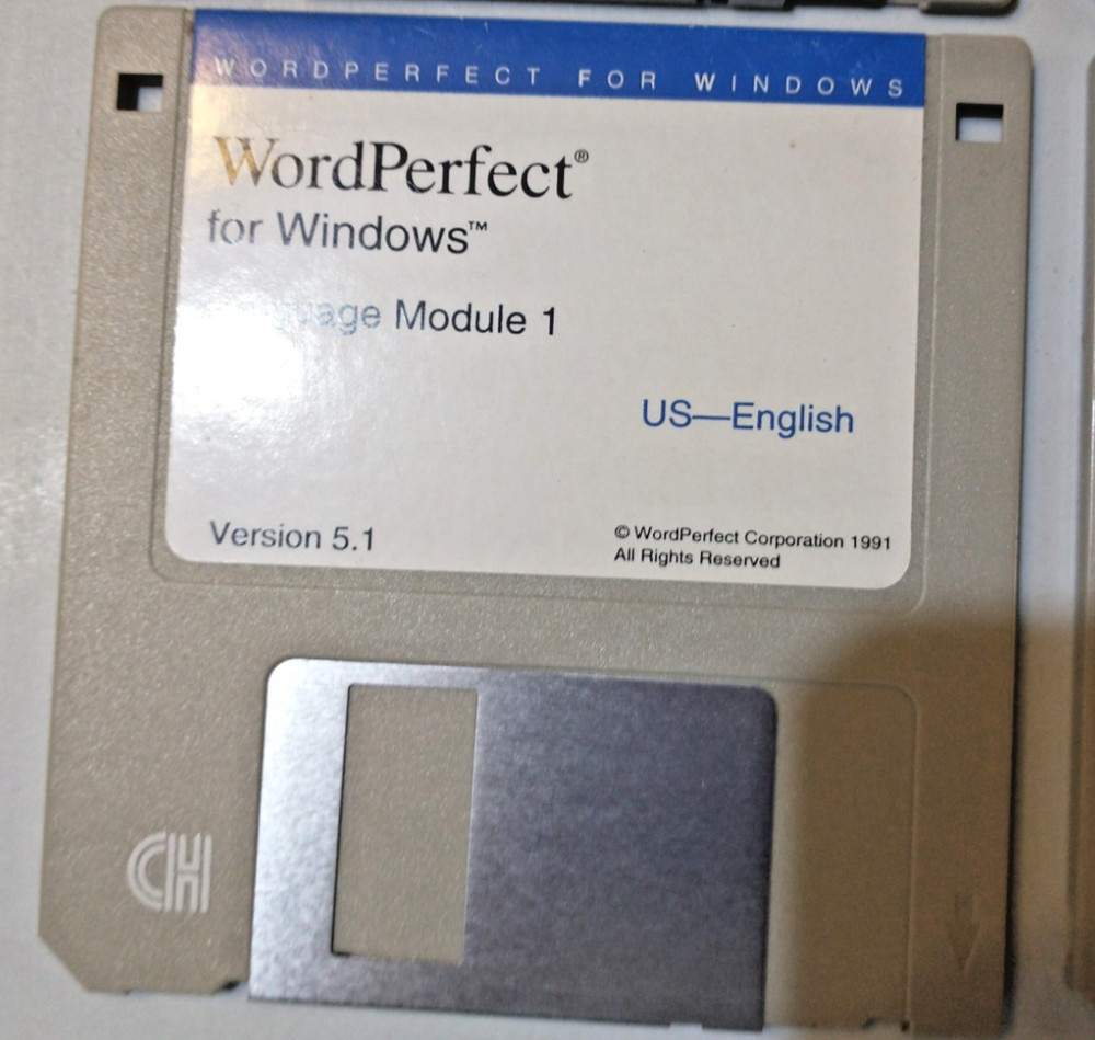 Vintage WordPerfect 5.1 PC Software 3.5 Floppy Set – DOS Word Processor