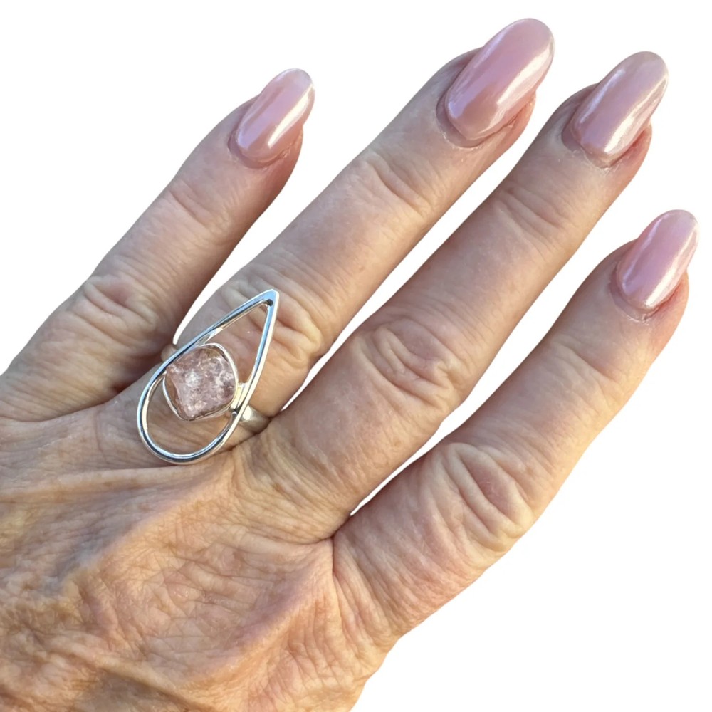 Rough Morganite Solid 925 Sterling Silver Ring 7