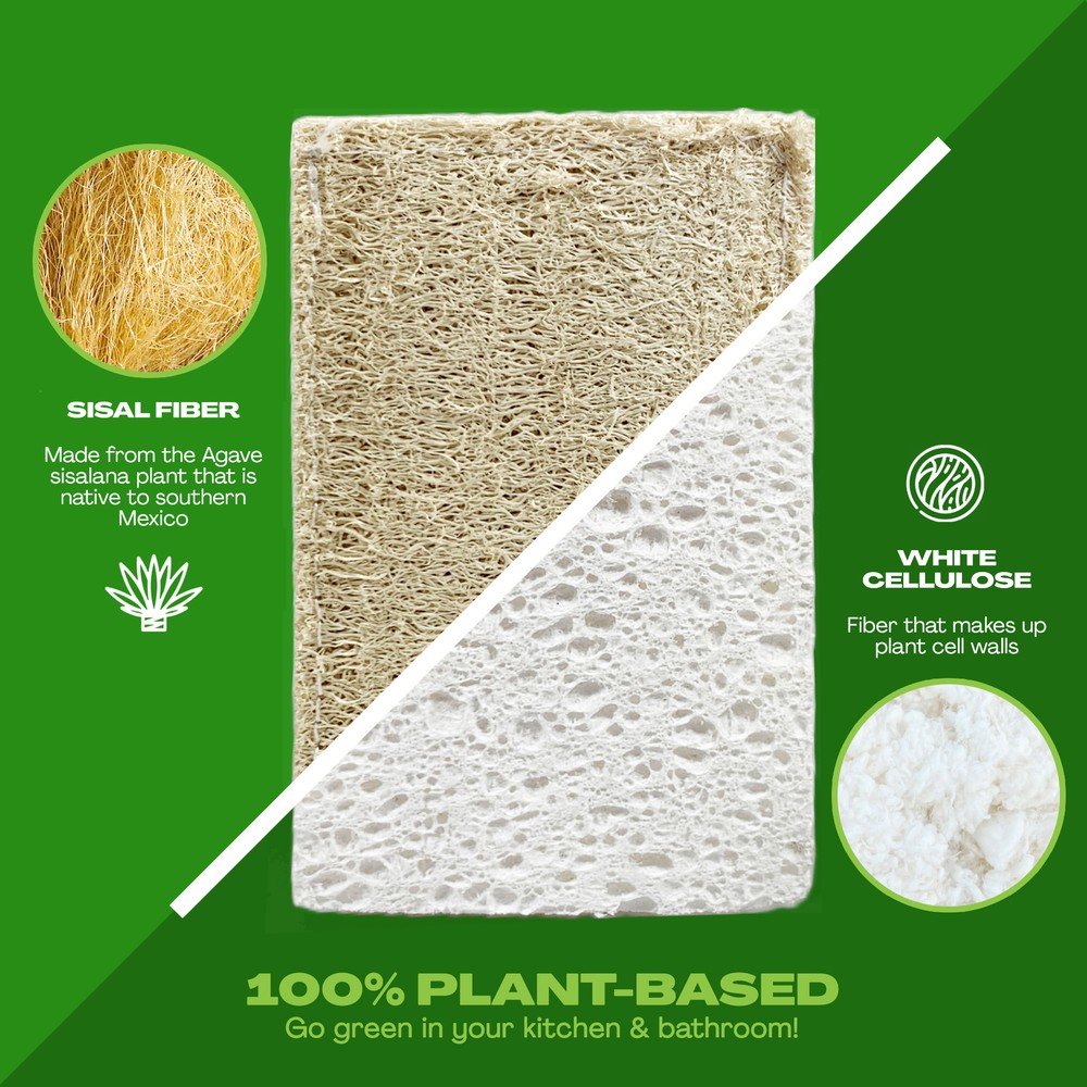 JuneLily Natural Eco Friendly Kitchen Sponge Non-Scratch Scrubber Compostable