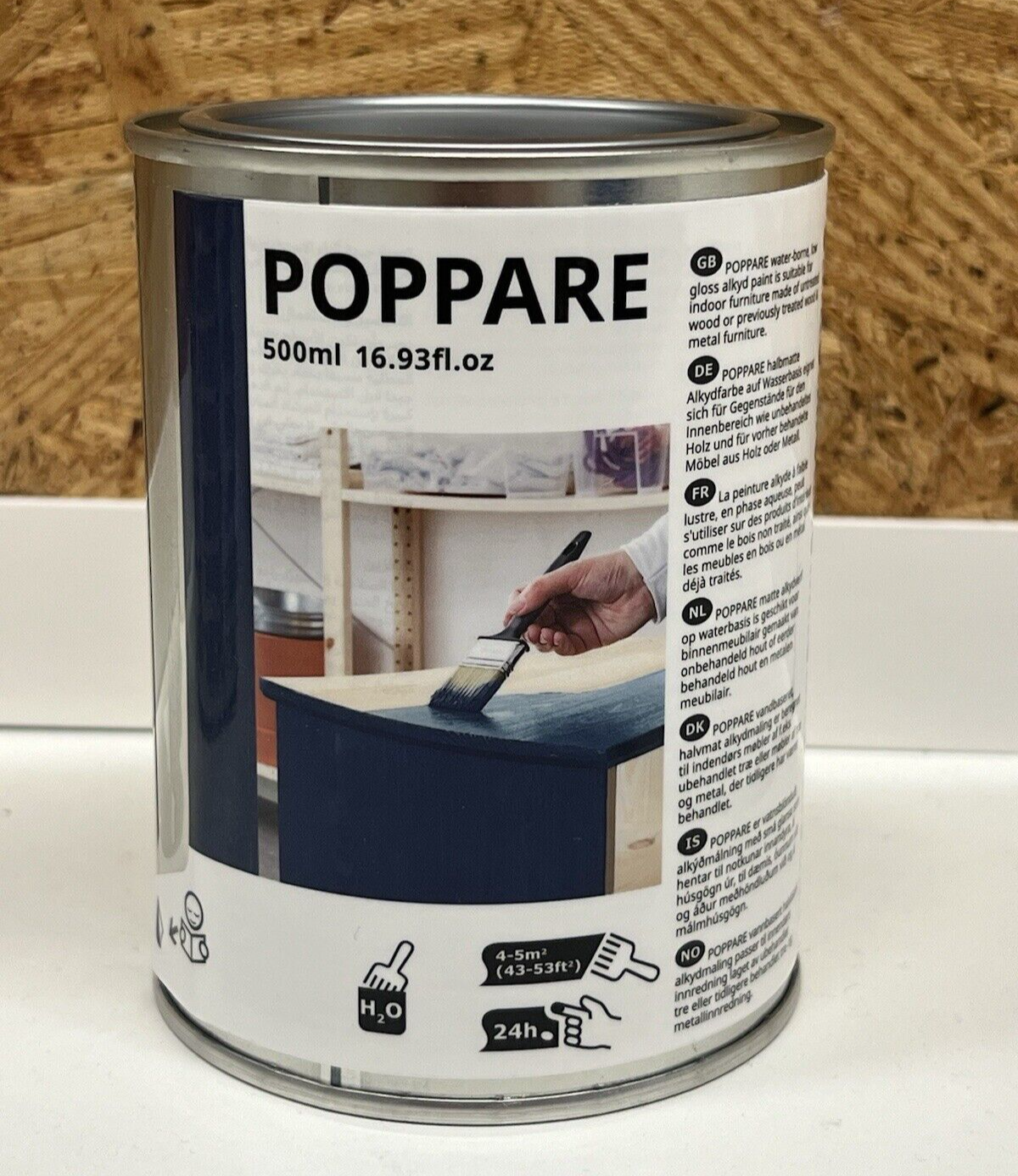 IKEA POPPARE Paint, water-borne, low gloss, blue 16.9 oz NEW