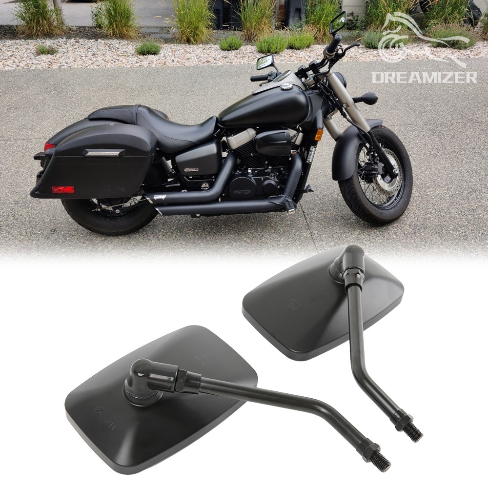 For Honda Shadow Phantom 750 VT750C2B Rectangular Motorcycle Mirrors Matte Black