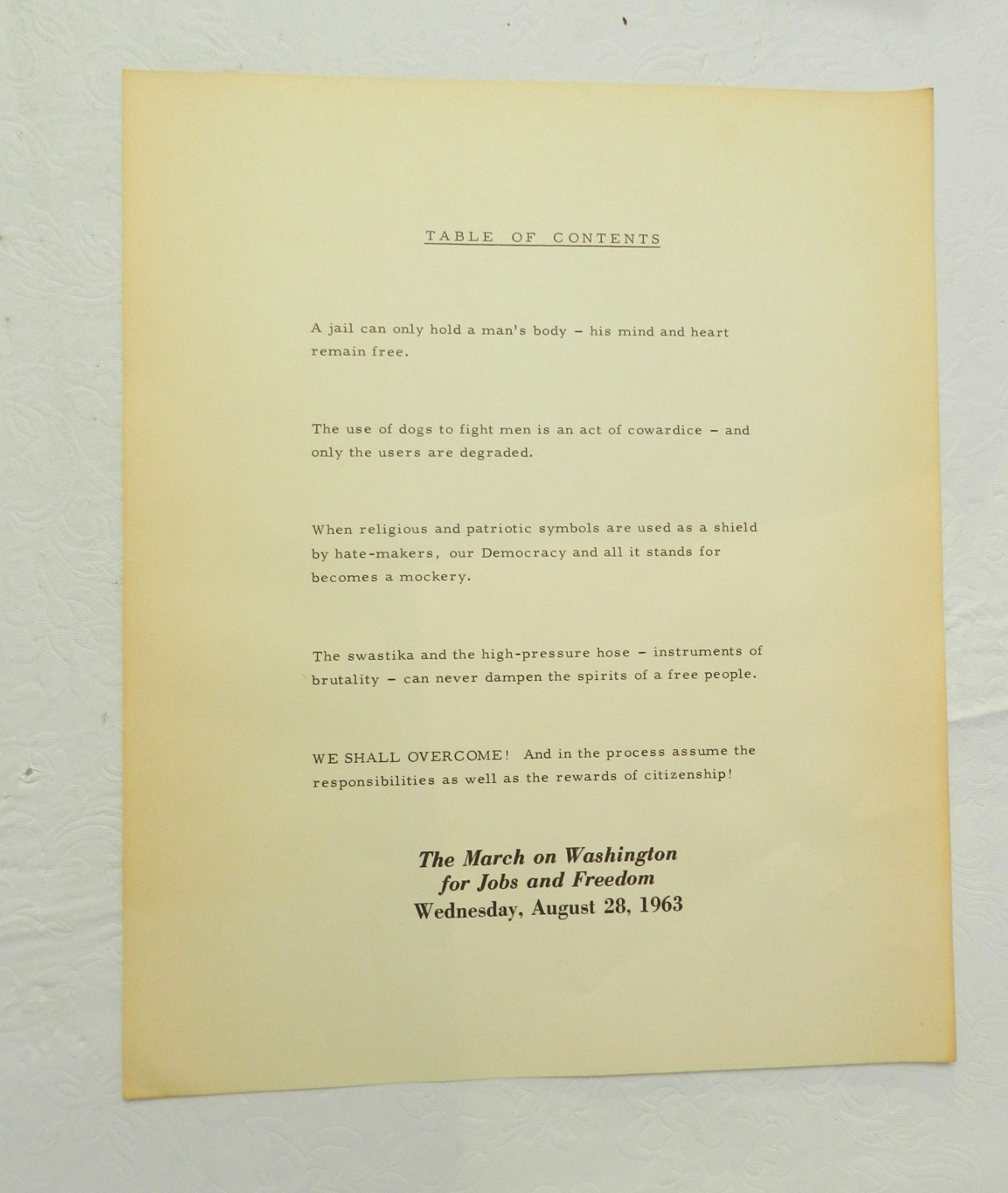 1963 March On Washington For Jobs.., "We Shall Overcome" Lo Monaco 5 Prints, VG