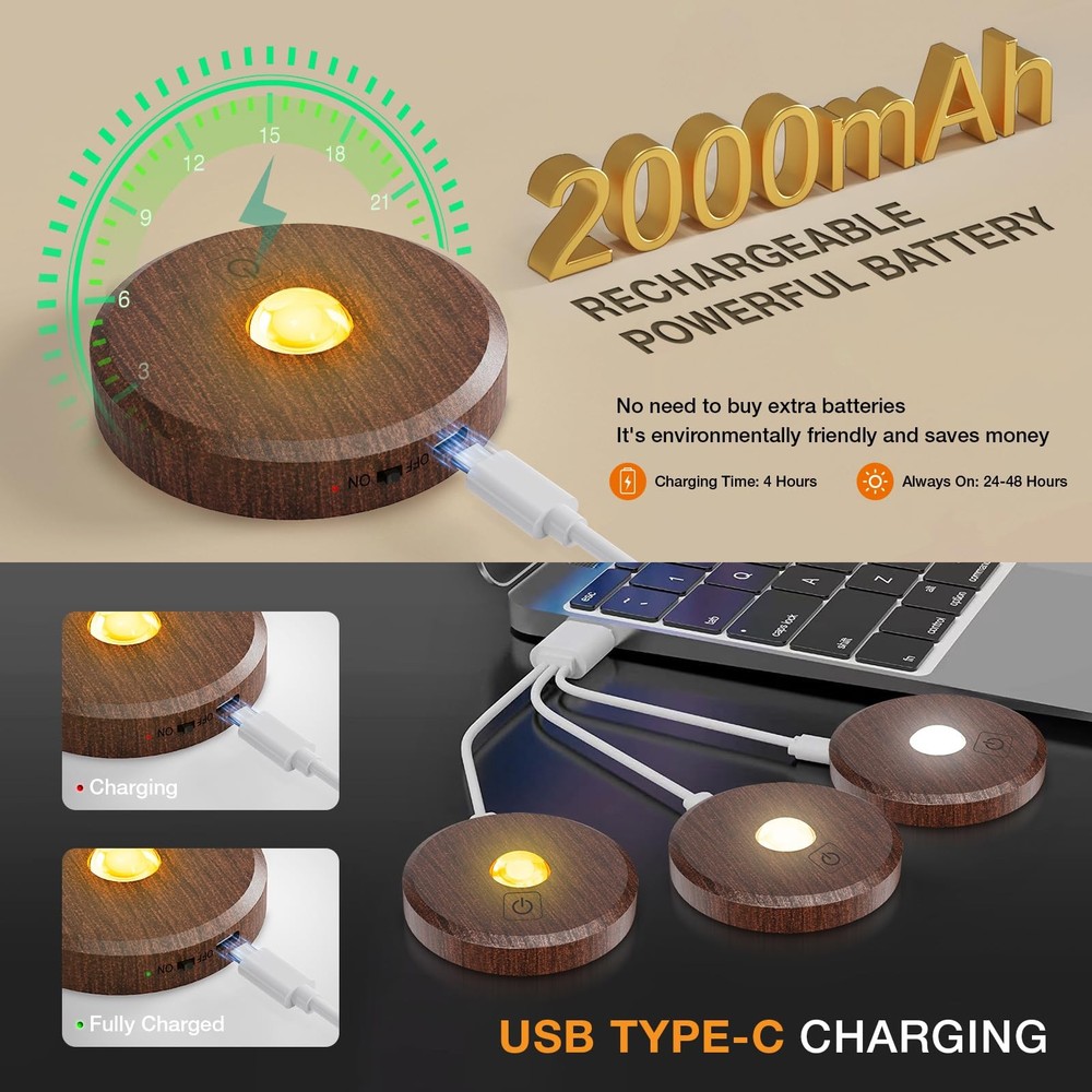 Puck Lights with Remote Control Rechargeable,Wireless Under Cabinet Lighting,...