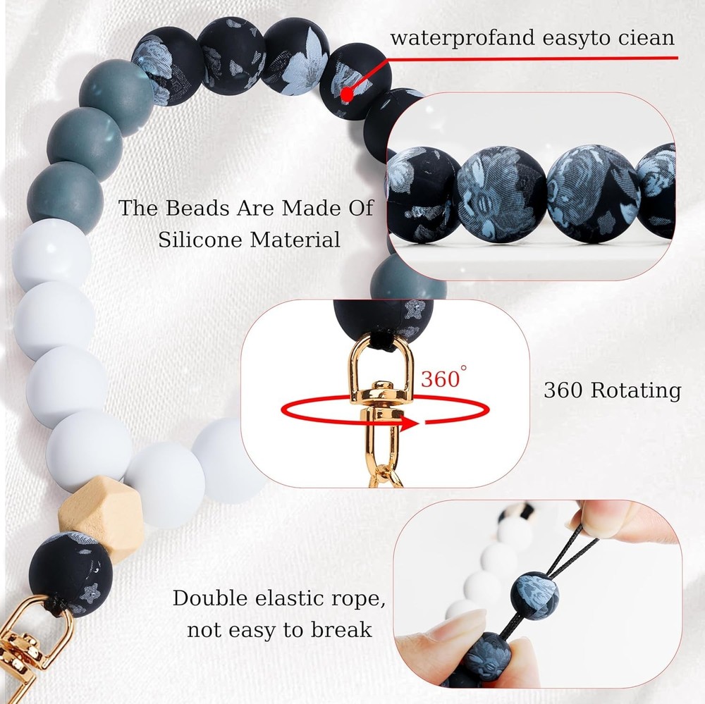 Silicone Beaded Phone Wrist Strap,phone bracelet strap with Tether Tab,Elasti...