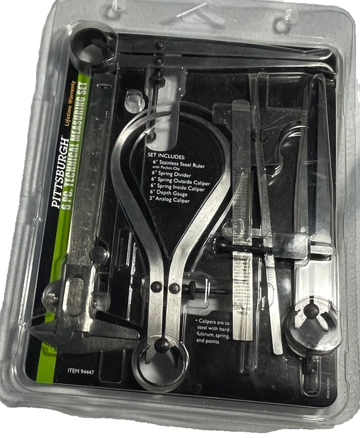 6pc Technical Measuring Set: Ruler, Divider, Calipers & Gauge Pittsburgh